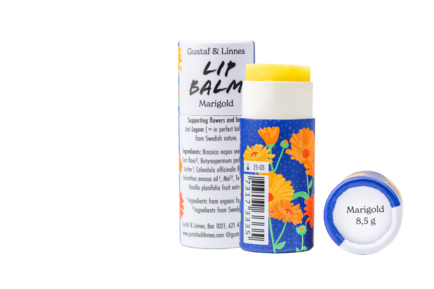 Lippenbalsam mit Ringelblume in Papierverpackung