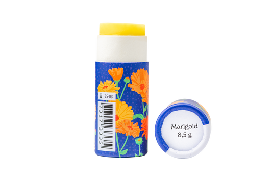 Lippenbalsam mit Ringelblume in Papierverpackung